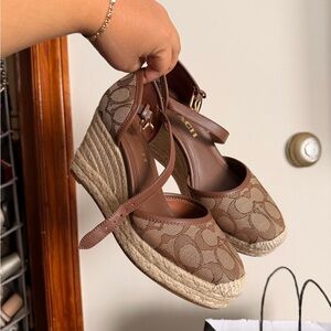Coach Brown Wedge Espadrilles